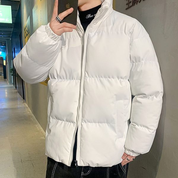 

men down parkas stand collar cotton padded keep warm winter thicken coat plus size 8xl puffer jacket, Black