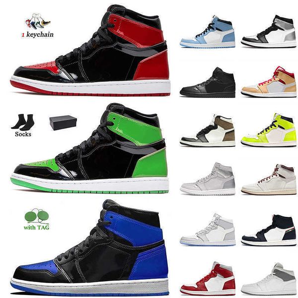 

green patent bred 1s high og basketball shoes fashion 2022 jorda jumpman 1 women mens trainers sports illustrated royal blue a ma maniere, Black