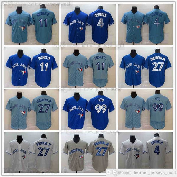 

2022 news baseball 27 vladimir guerrero jr. jerseys blue 4 george springer 11 bo bichette 99 hyun-jin ryu jersey gray white gray, Black
