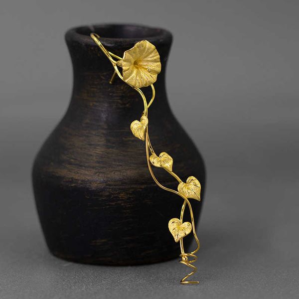 

pins brooches 925 sterling silver exquisite morning glory flower vine leaf brooch pin new year designer jewelry gift l221024, Gray