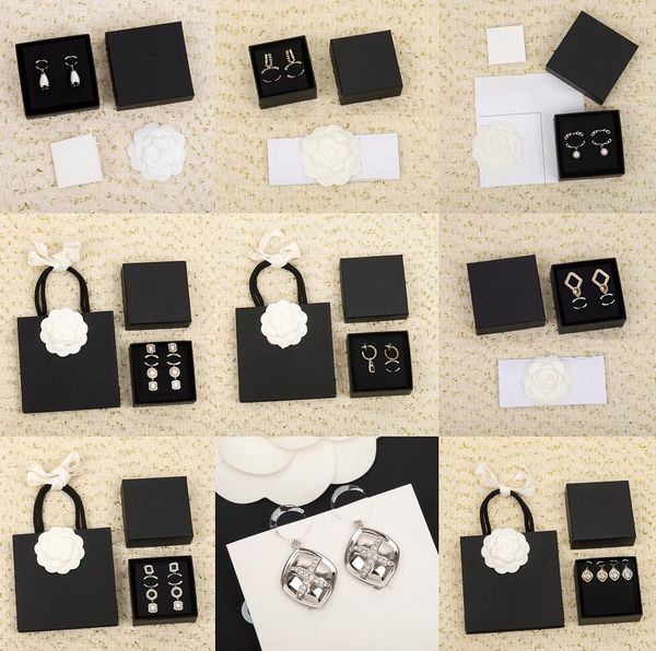 

designer luxury womens studs classic letter multi-style bow studs fashion crystal girls chirstmas gifts jewelry pearl pendant love hoop, Golden;silver