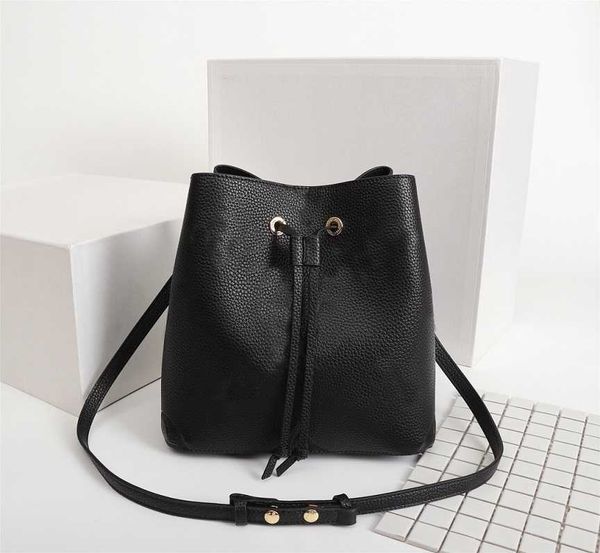 

original fashion designer luxury handbags purses neonoe bucket bag women brand classic style genuine leather shoulder bags, Red;black