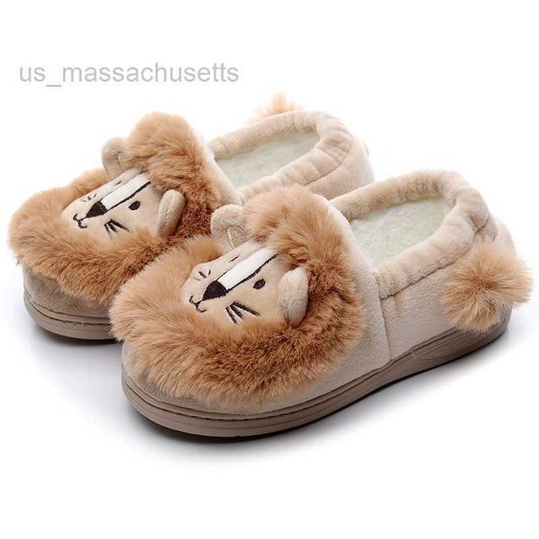 

slipper children' cotton slippers bag heel autumn and winter indoor boys girls baby cute cartoon lion hair home shoes l221025, Black;grey