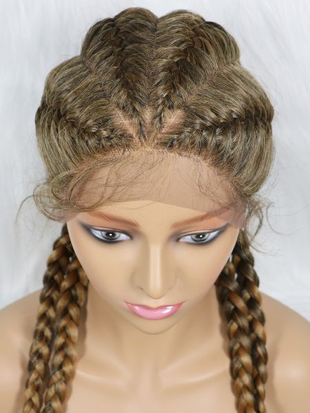 

4 short inner brand smaller braids wig bad lace braided lace front wigs, Black