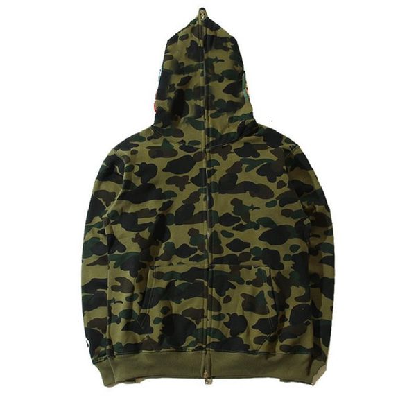 

famous designer men's sweater hoodie jacket camouflage shark head autumn and winter pure cotton season multicolor s-xxl size263k, Black
