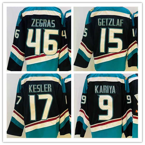 

hockey jerseys trevor zegras 46 ryan getzlaf 15 kesler 17 teemu selanne 8 paul kariya 9 jersey new alternate black teal size s-xxxl stitched