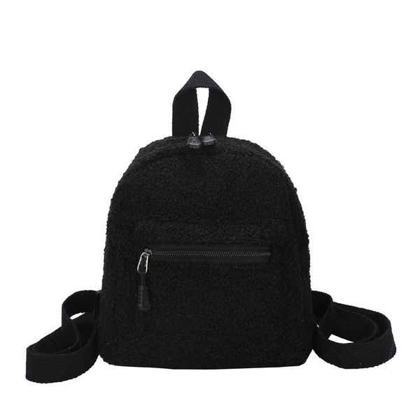 

3pcs backpack fashion lady plush plain short crossbody bag mix color
