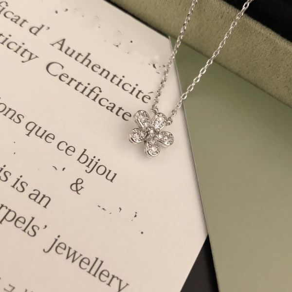 

vintage brand designer pendant necklaces s925 sterling silver full crystal five leaf clover charm choker for women jewelry