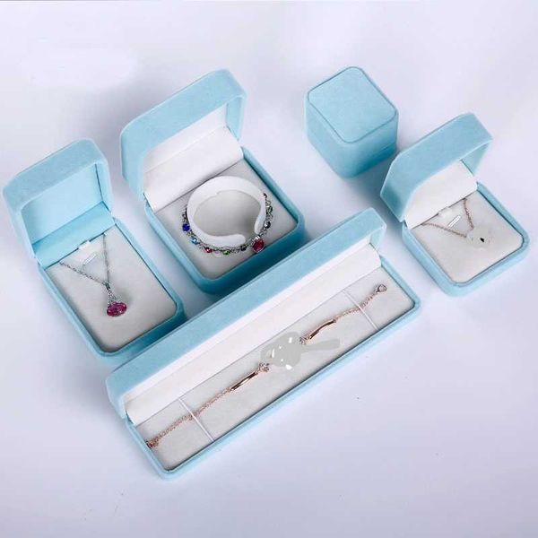 

jewelry boxes 5pcsluxury aqua velvet for necklace earring ring bracelet package wedding engagement gift l221021, Black;white