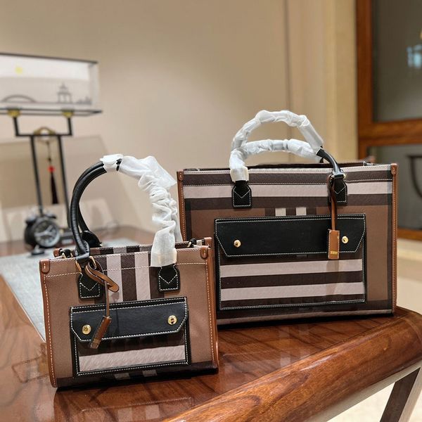 

split tote beach bag freya handbag purse flap shoulder bags plaid stripes fashion letters print preppy style solid bag thread leather handle