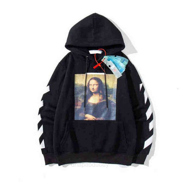 

classic mens loose offs sweatshirts fashion brand hoodie designers luxury pullover back oil paint arrow x men women t shirt ow, Black