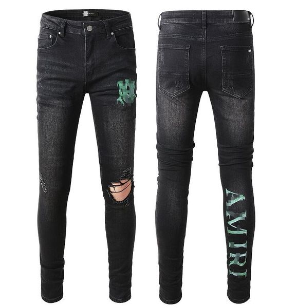 

men jeans for men rip slim fit skinny men pants orange star patch wearing cowboy stretch cult stretch motorcycle chic long straight hip hop, Blue