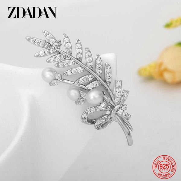

pins brooches 925 sterling silver leaf crystal brooch for women wedding jewelry accessories l221024, Gray