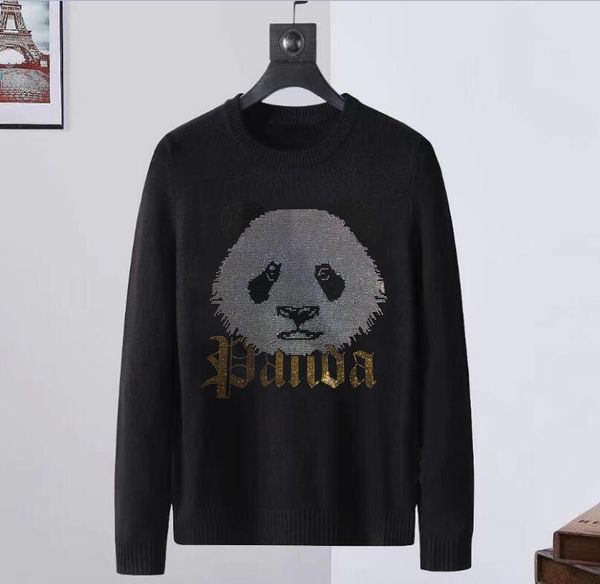 

winter new men's designer rhinestone sweaters solid color cotton fashion casual pullover, White;black