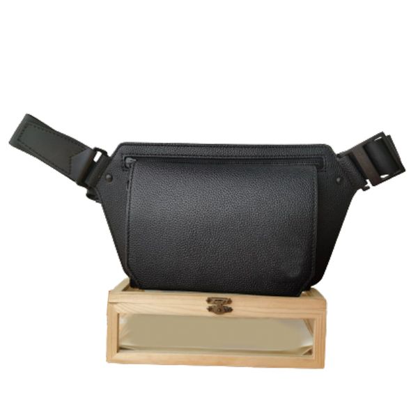 

m57081 waist bags men designer bag cross body original calf leather black metal shoulderbag purse messenger flap magnetic closure waist pack