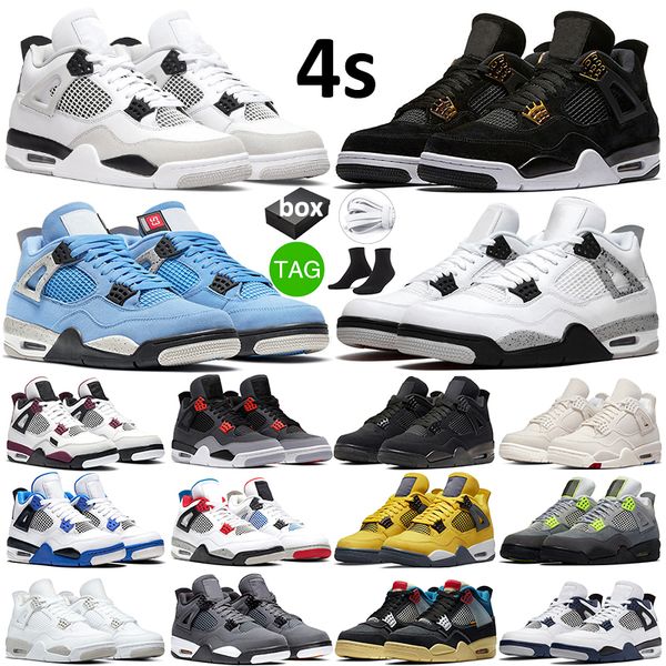 

with box 4s retro og basketball shoes white cement military black cat royalty university blue jumpman 4 women mens trainer sneakers