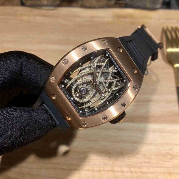 

luxury mens mechanics watch richa wristwatches imported 6t51 mechanical 316l steel shell 43 50mm spider drilling surface waterproof, Slivery;brown