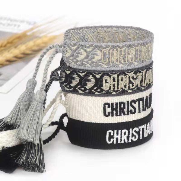 

designer luxury fashion jewelry handmade signature embroidered color cotton bracelet women men woven tassel adjustable lover gift, Golden;silver