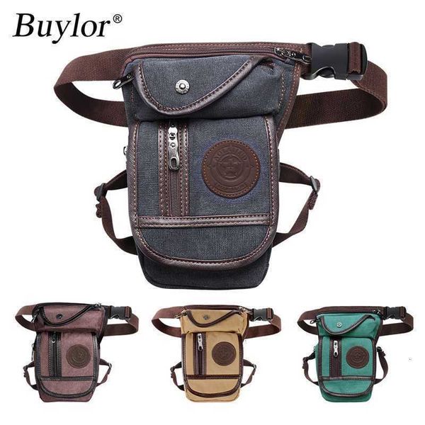 

buylor drop leg vintage thigh fanny military motor messenger canvas/nylon cycle shoulder bag riding waist pack
