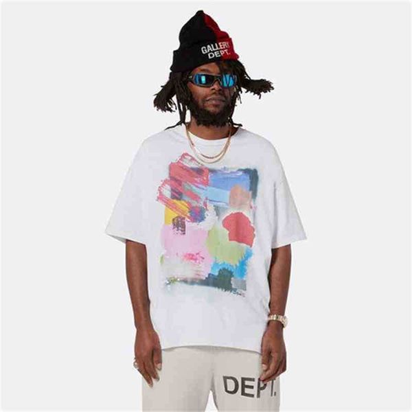 

galleries dept chest letter t shirts men women tees hip hop street style fashion cool cloth for teen european size oversize loose 5mta, White;black