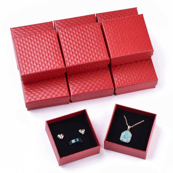 

jewelry boxes 12pcs cardboard for pendant earring ring with sponge inside square red black white 7.5x7.5x3.5cm l221021