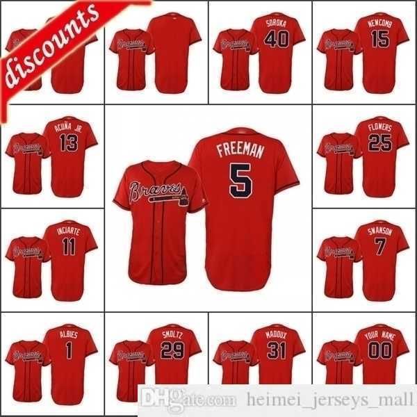 

2021 men #13 ronald acuna jr 1 ozzie albies baseball jerseys stitched 11 ender inciarte 40 mike soroka custom women youth flex base, Black