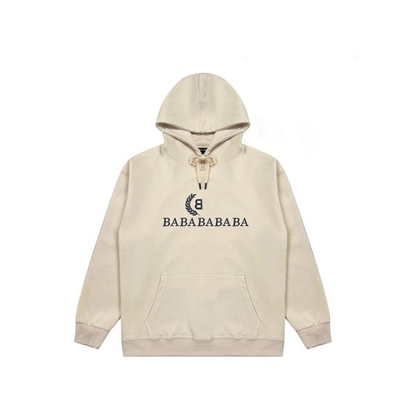 

wheat letters classic hoodie with fleece oersize version of environmental printing main mark wash label sweatshirt sportswear striped sweate, Black;brown
