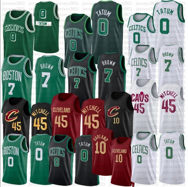 

jayson tatum jaylen brown basketball new 2022 2023 city donovan 45 mitchell darius garland jerseys, Black;red