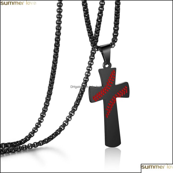 

pendant necklaces pendant necklaces pendants jewelry stainless steel baseball cross necklace for women and men bible verse christian dhtp8, Silver