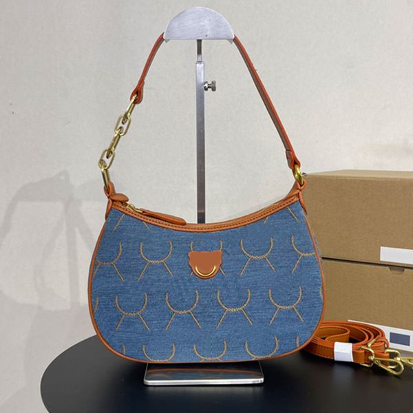 

half moon handbag crossbody bag women armpit bags shoulder back handbags canvas leather zipper pocket removable two strap fashion letter wal