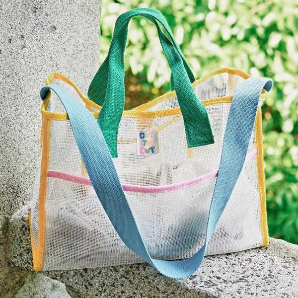 

diaper bags 2022 summer new vacation contrast color mesh large-capacity easy to carry mommy bag thin storage beach diaper bags t221024