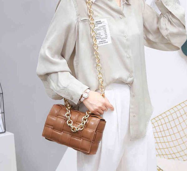 

explosive bottegas fashion venetas bags woven cassette handbag leather thick chain messenger pillow portable shoulder soft women's smal