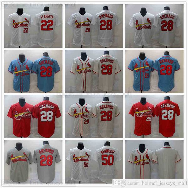

2022 news baseball 28 nolan arenado jerseys stitched 22 jack flaherty 50 adam wainwright jersey white red blank no number name, Black