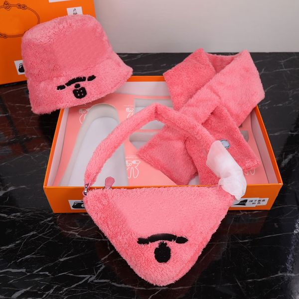 

hairy triangle bag handbags hat scarf suit fashion women shoulder bags zipper closure embroidery letter decorate sequined soft purse with bo