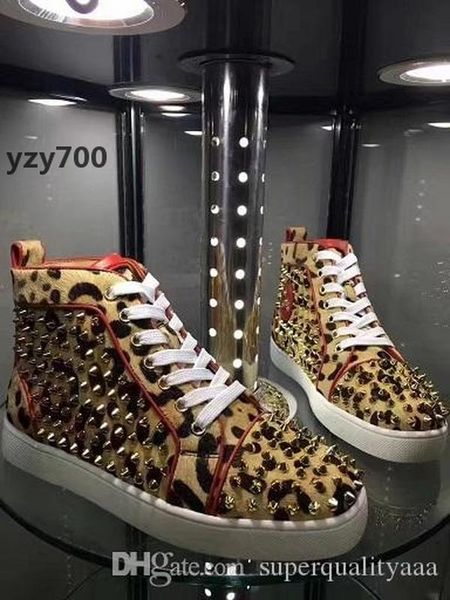 

red-bottoms shoe christians elegance spikes sneaker louisflats men&women high sneakers genuine leather rivets with outdoor comfortab njg, Black