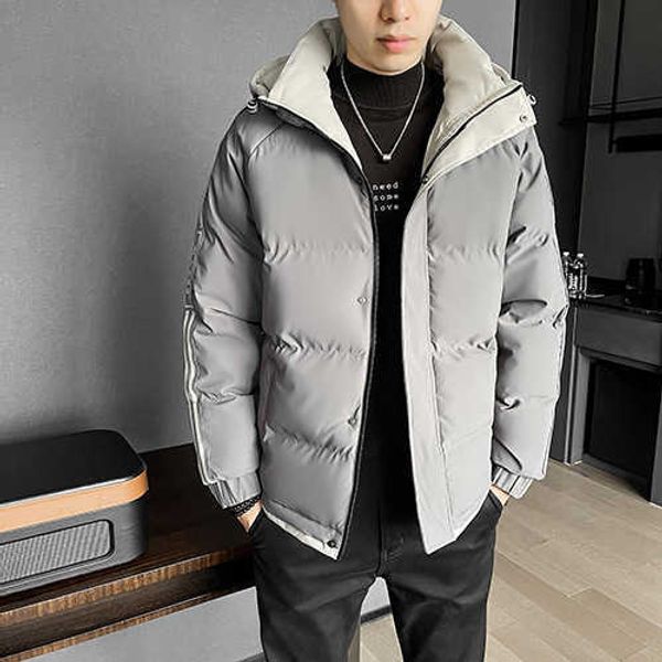 

men's 2022 short loose fat large down coat winter cotton jacket fashion, Black