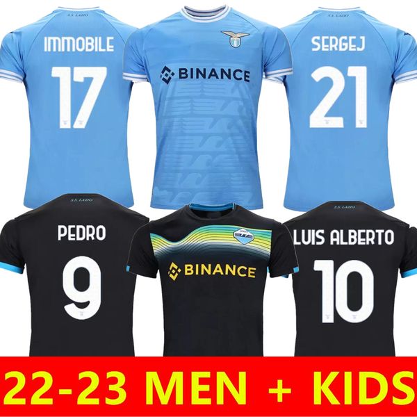 

lazio jerseys 22 23 immobile sergej luis alberto f.anderson football shirts 2022 20223 pedro lazzari t.basic hysaj jersey men kids kit, Black;yellow
