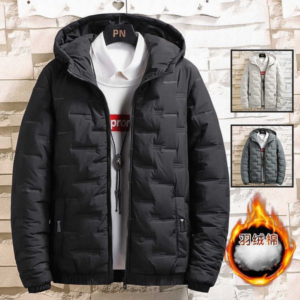 

men's cotton winter coat 2022 new fashion short thickened jacket, Black