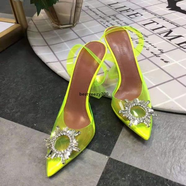 

shoe amina muaddi perfect official quality begum crystal-embellished pvc slingback pumps begumglass phj xja ifw, Black
