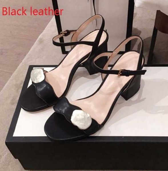 

est heels with box women shoes designer sandals quality heel height 7cm and 5cm sandal flat shoe slides slippers shoes, Black