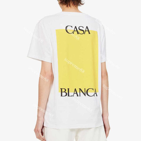 

23ss casablanca square letter designer tee fashion short sleeve t shirt for men and women cotton t-shirts polo, White;black