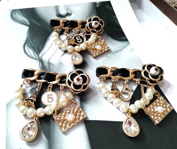 

pins brooches tren design pearl c for women tassels chain party jewelry l221024, Gray
