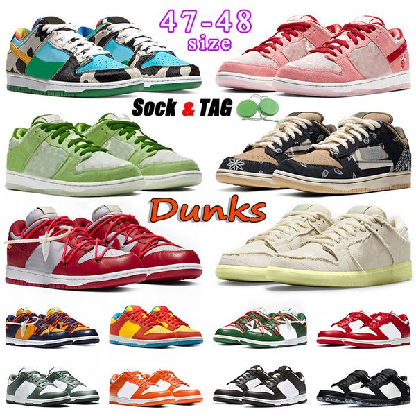 

mens womens running shoes lows dunkes wholesale size us 13 12 eur 47 48 panda black white triple pink chunky dunky green mummy syracuse unc