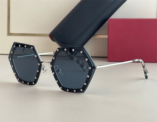 

fashion designer 2035 sunglasses for women trendy set diamonds metal hexagonal shape glasses outdoor avant-garde personality style uv protec, White;black