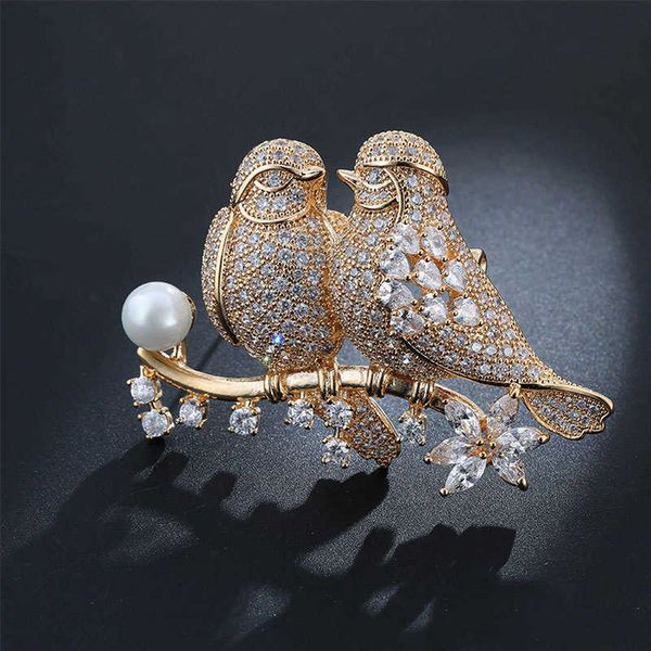 

pins brooches christmas fine jewelry for women 14k soild gold party luxury bohemia brooch bird cute/romantic l221024, Gray