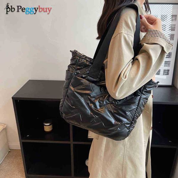 

evening bags fashion quilted shoulder bag for women winter large capacity crossbody bags solid space cotton padded lady portable travel purs