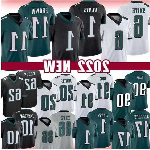

football jersey philadelphia''eagles''custom 17 dean 11 aj brown 20 brian dawkins 6 devonta smith 1 jalen hurts 62 jason, Black;red
