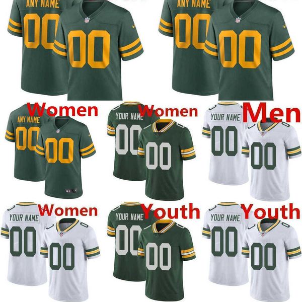 

football jerseys green bay''packers''custom 4 brett favre 11 sammy watkins 12 aaron rodgers 33 aaron jones 28 aj dillon, Black;red