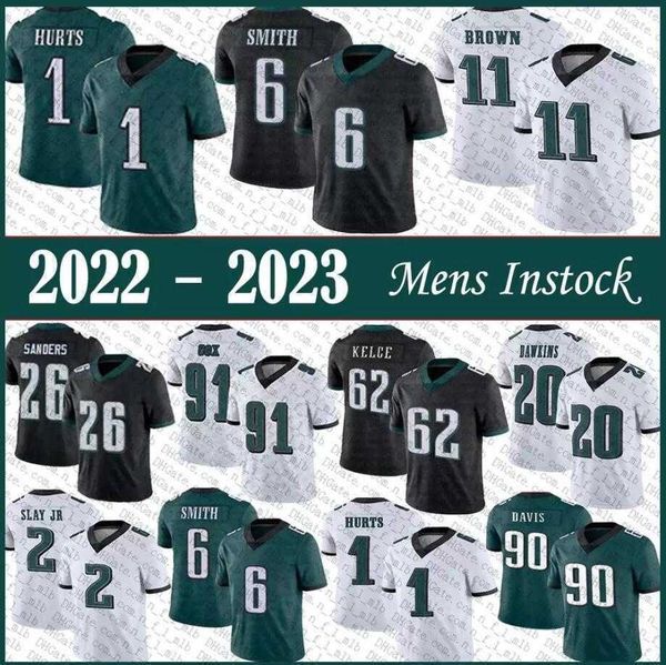 

new jalen hurts jersey tees custom philadelphia''eagles''devonta smith jason kelce a.j. brown sew brian dawkins darius s, Black