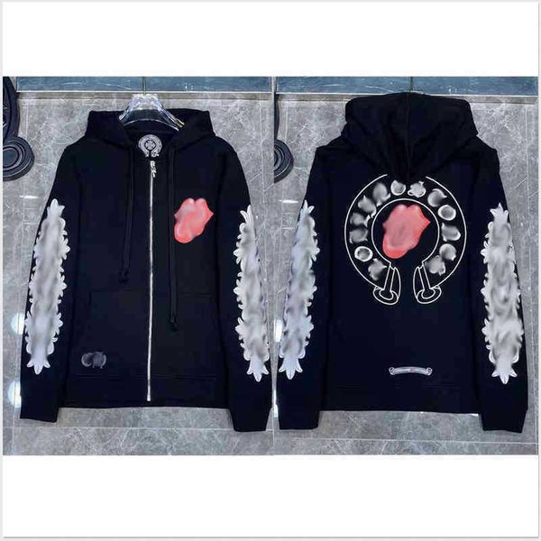 

2022 winter men print hoodies pullover sweatshirts chrome hooded hearts mens arm highs quality ch loose women chromeheart fashion style yzg, Black